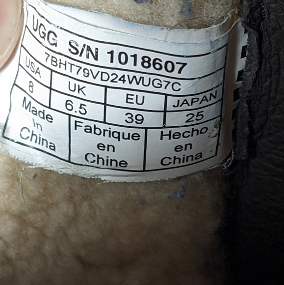 UGG Neils Suede Zip Up Boot Booties Sherpa Lined Water Resistant Brown Size 8 - Picture 5 of 10